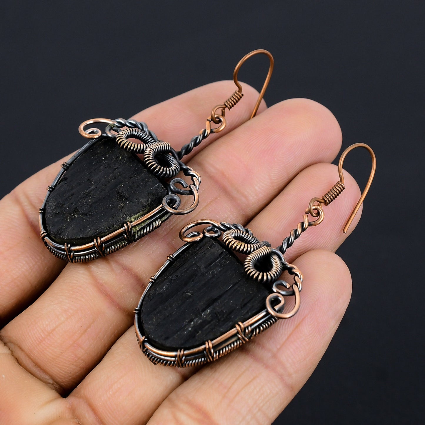 Black Tourmaline Gemstone Earrings