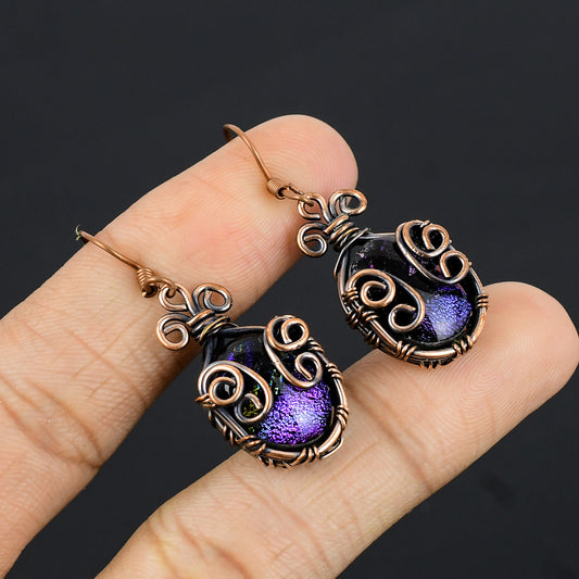Copper Glass Gemstone Earrings