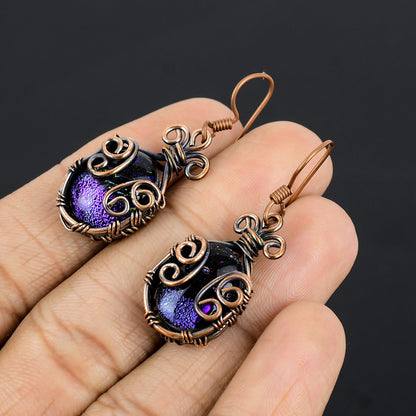 Copper Glass Gemstone Earrings