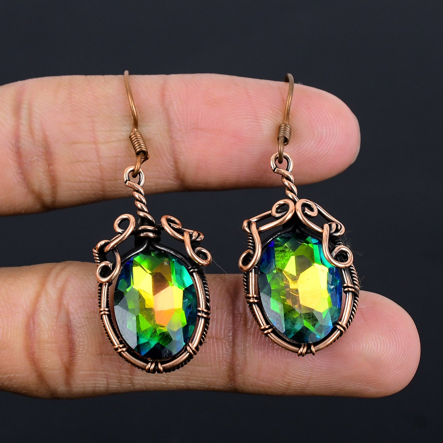 Rainbow Mystic Topaz Gemstone Earrings