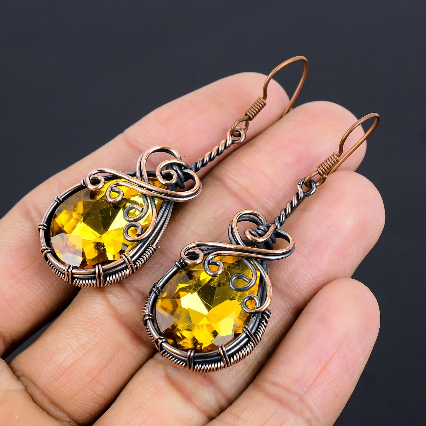 Yellow Citrine Gemstone Earrings