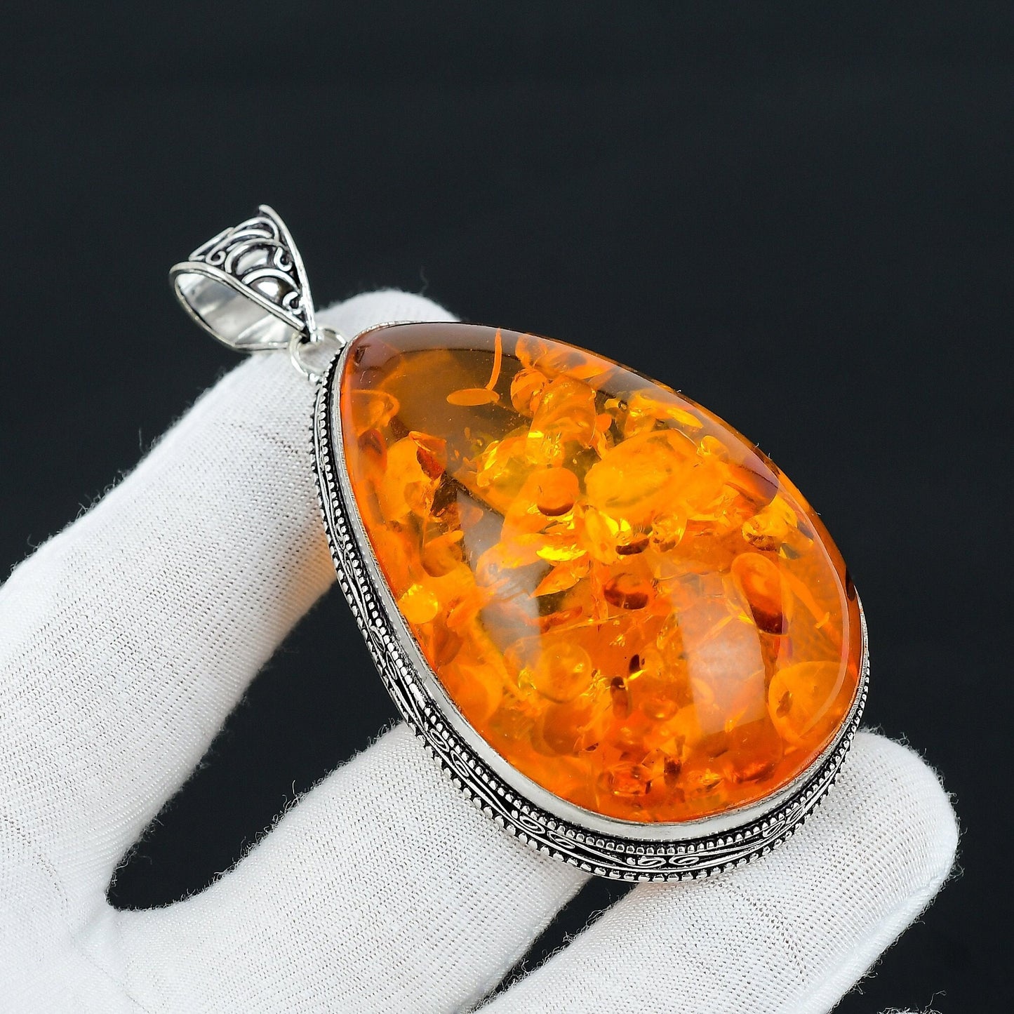 Golden Baltic Amber Gemstone Pendant
