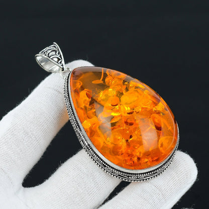 Golden Baltic Amber Gemstone Pendant
