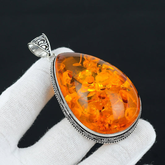 Golden Baltic Amber Gemstone Pendant