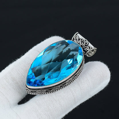 Swiss Blue Topaz Gemstone Pendant