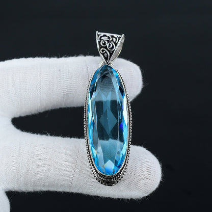 Swiss Blue Topaz Silver Pendant