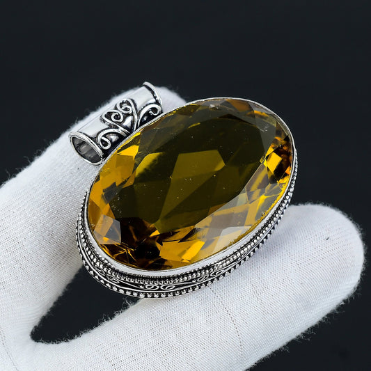 Yellow Citrine Gemstone Silver Pendant