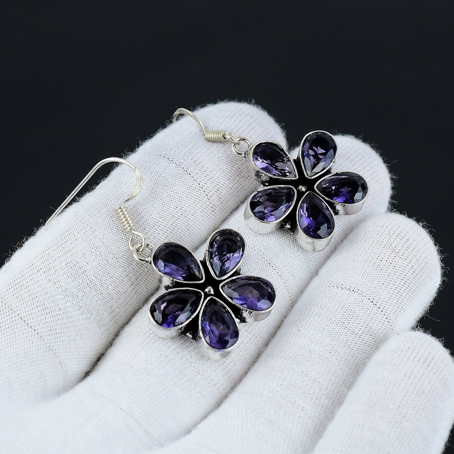 Blue Tanzanite Gemstone Earrings