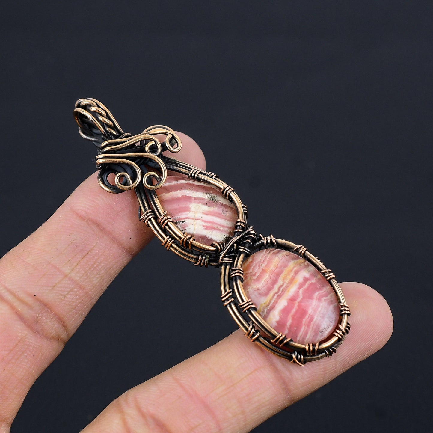 Pink Rhodochrosite Gemstone Pendant