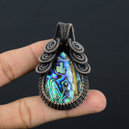 Blue-Green Abalone Gemstone Pendant