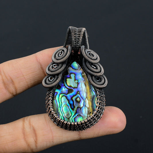 Blue-Green Abalone Gemstone Pendant