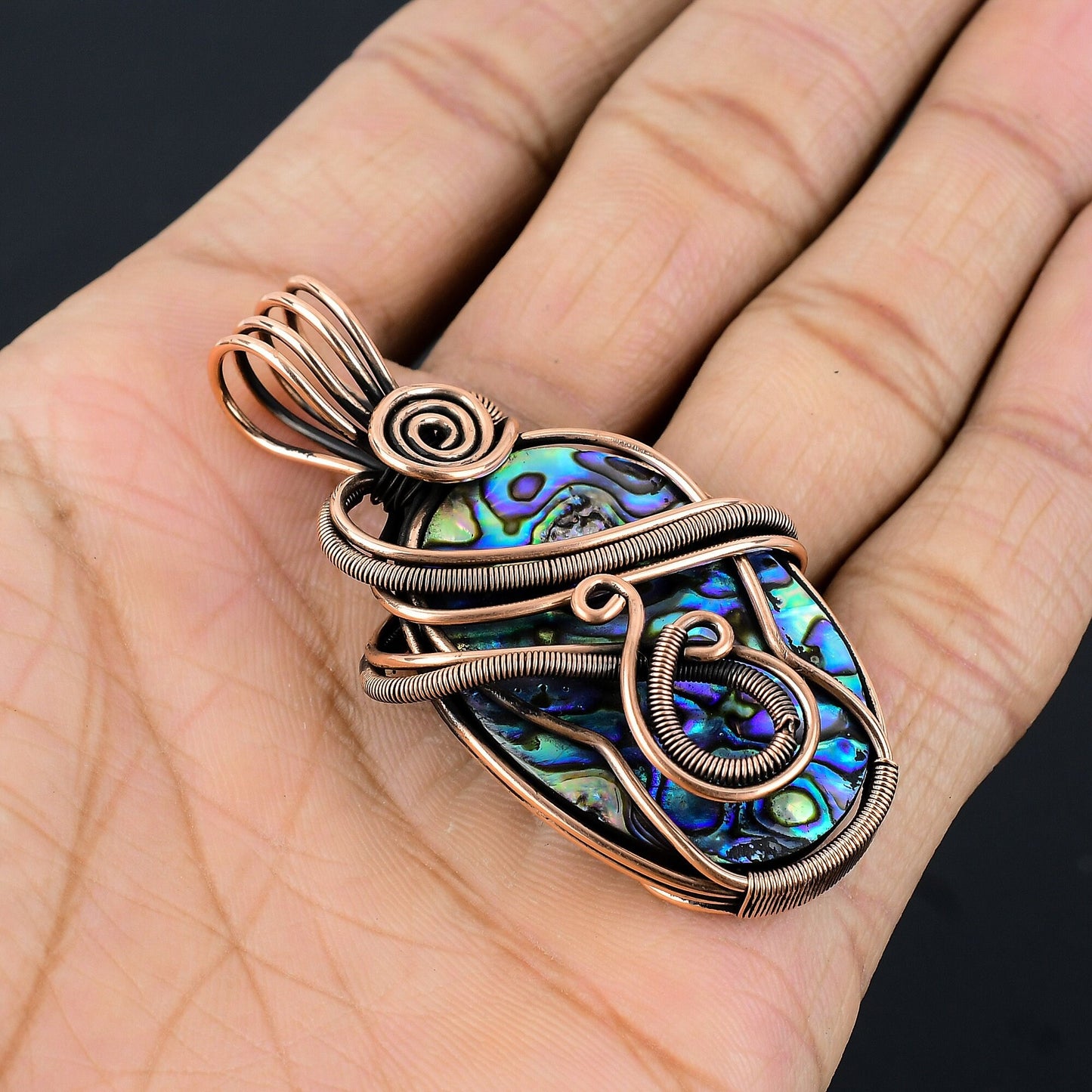 Copper Abalone Gemstone Pendant