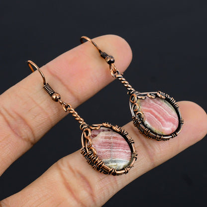 Pink Rhodochrosite Gemstone Earrings