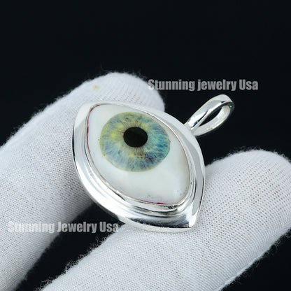 Ice Green Human Eye Gemstone Pendant