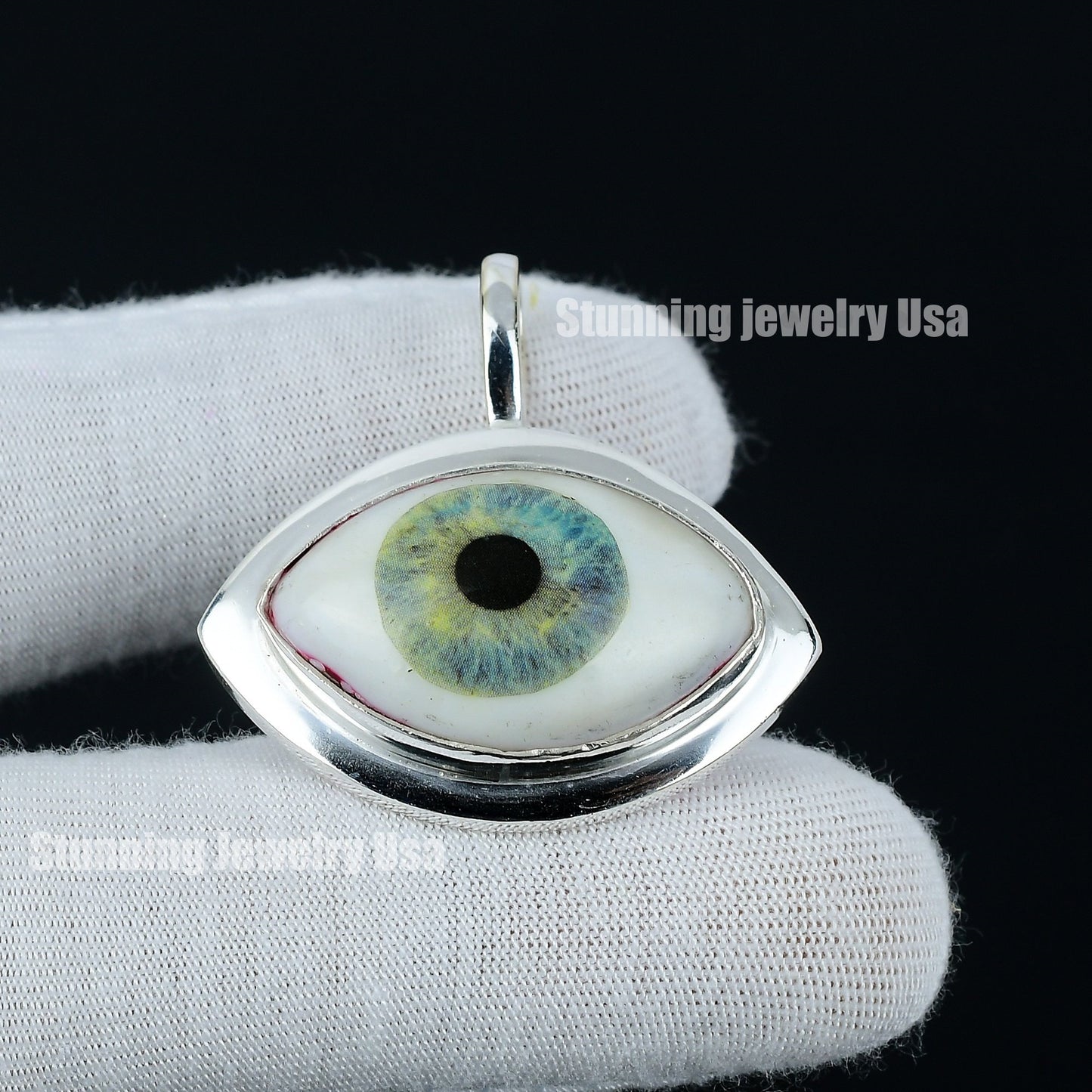 Ice Green Human Eye Gemstone Pendant