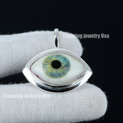 Ice Green Human Eye Gemstone Pendant