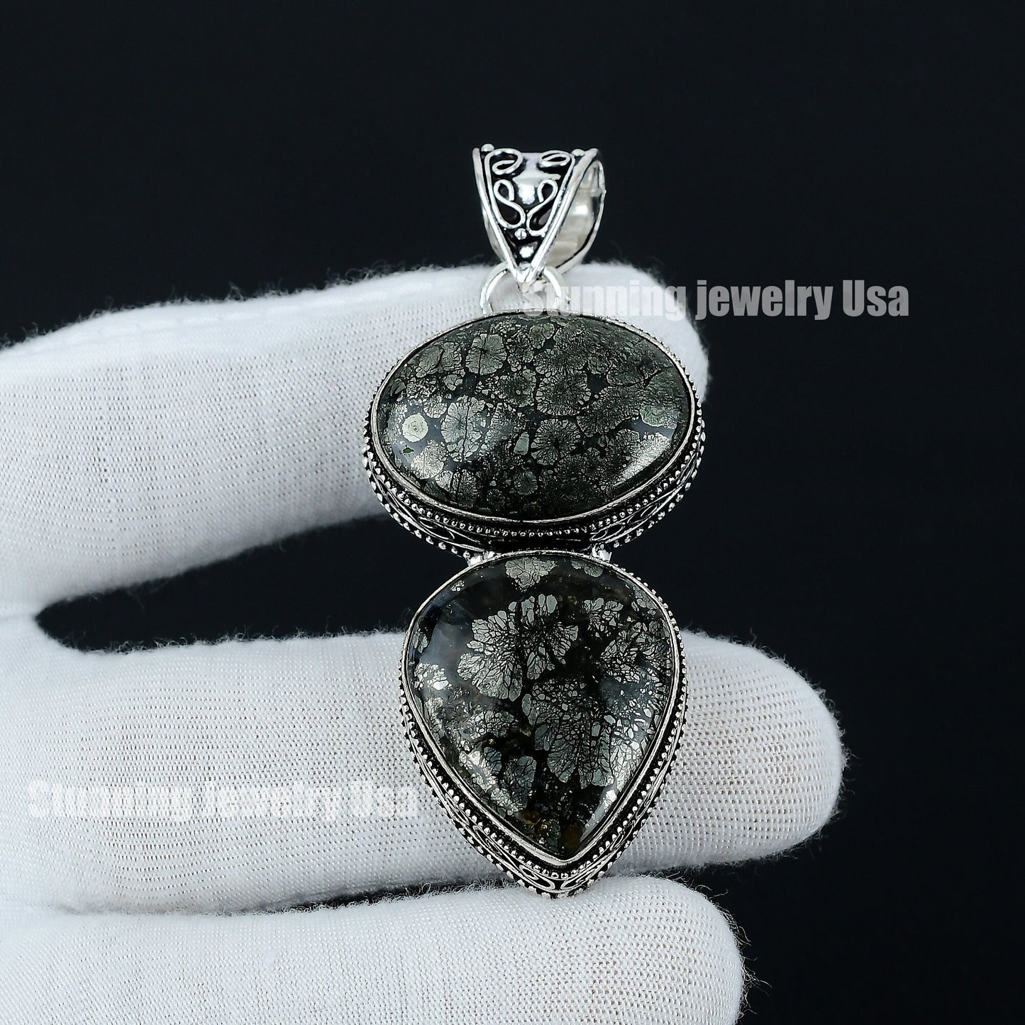 Silver Marcasite Gemstone Pendant