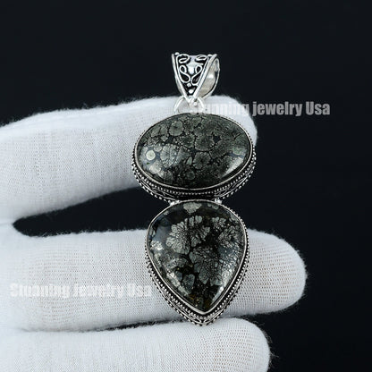 Silver Marcasite Gemstone Pendant