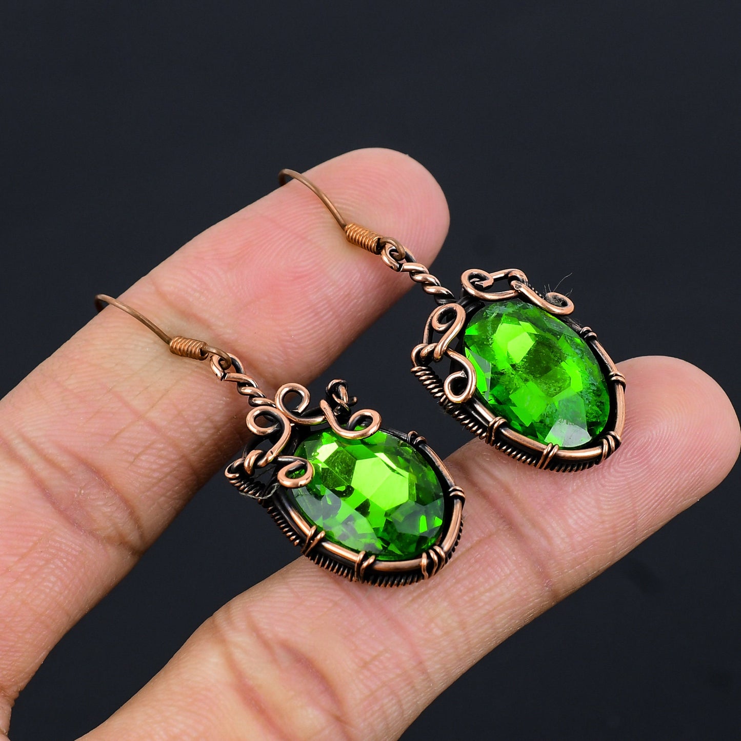 Green Peridot Gemstone Earrings