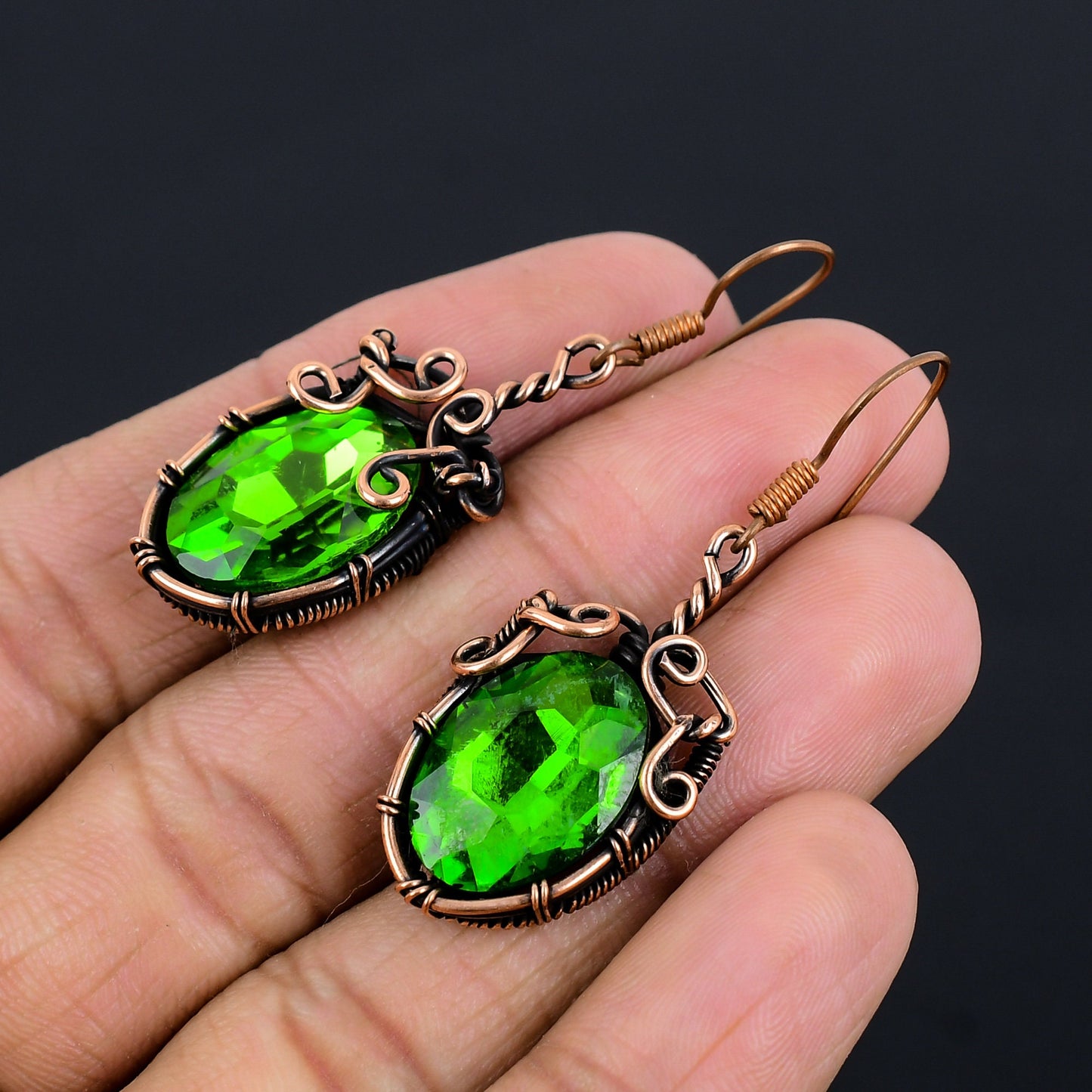 Green Peridot Gemstone Earrings