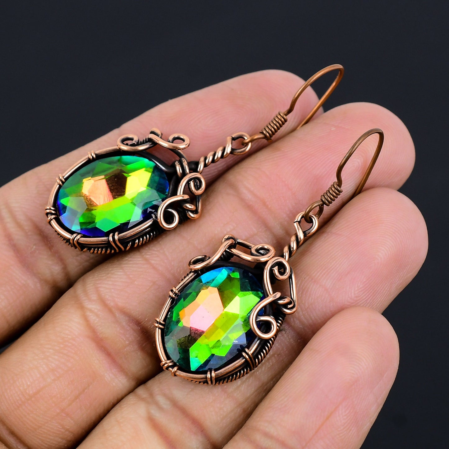 Rainbow Mystic Topaz Gemstone Earrings