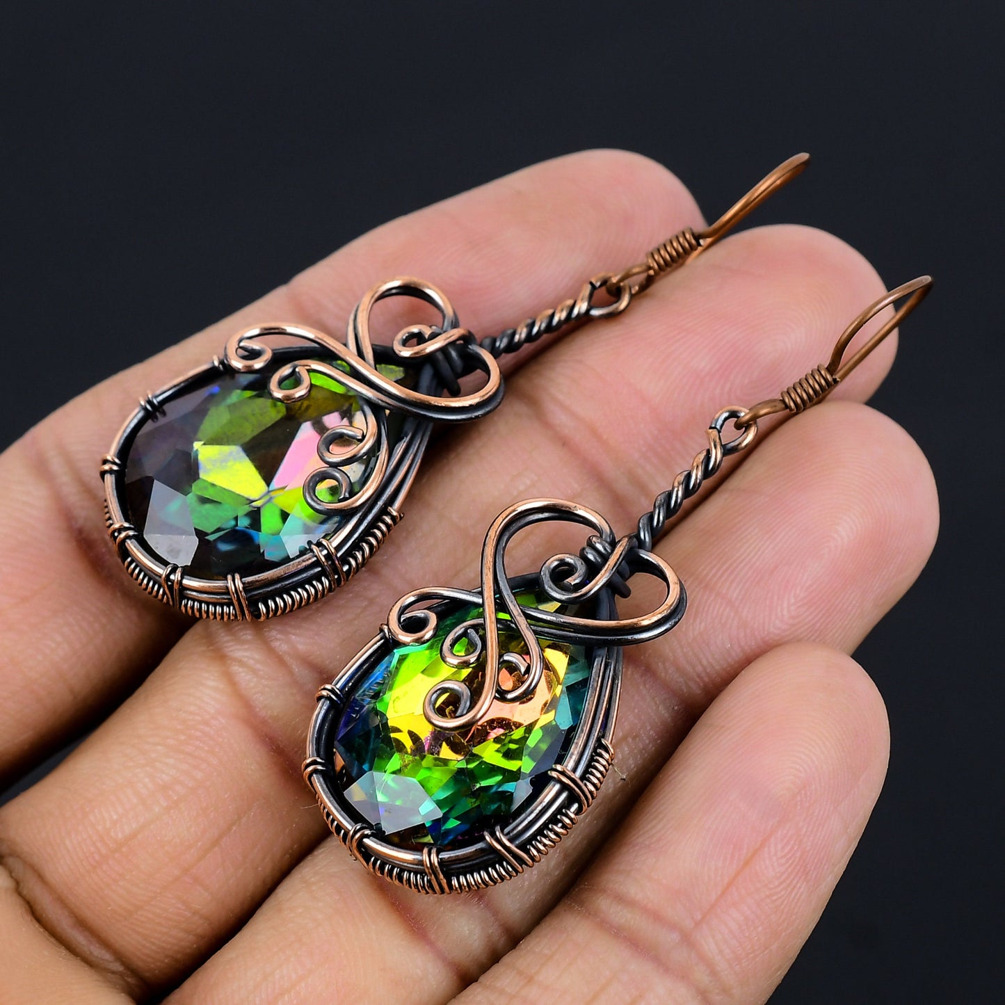 Rainbow Mystic Topaz Gemstone Earrings
