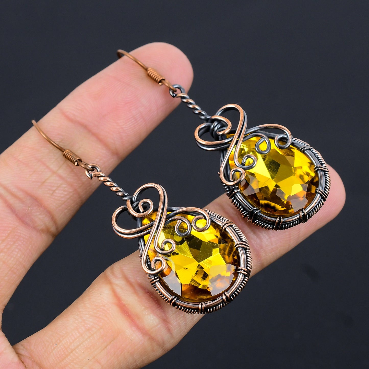Yellow Citrine Gemstone Earrings