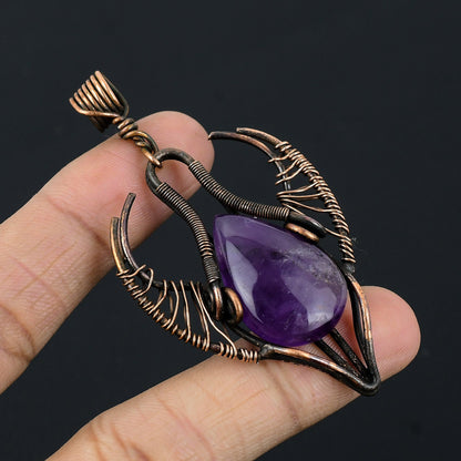 Purple Amethyst Gemstone Bull Pendant