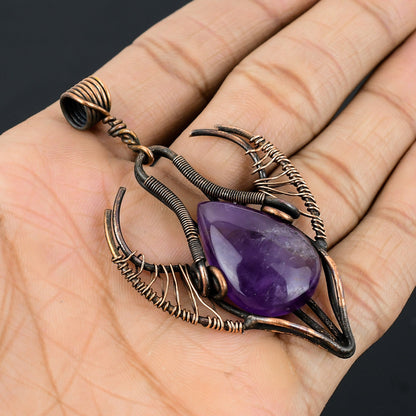 Purple Amethyst Gemstone Bull Pendant