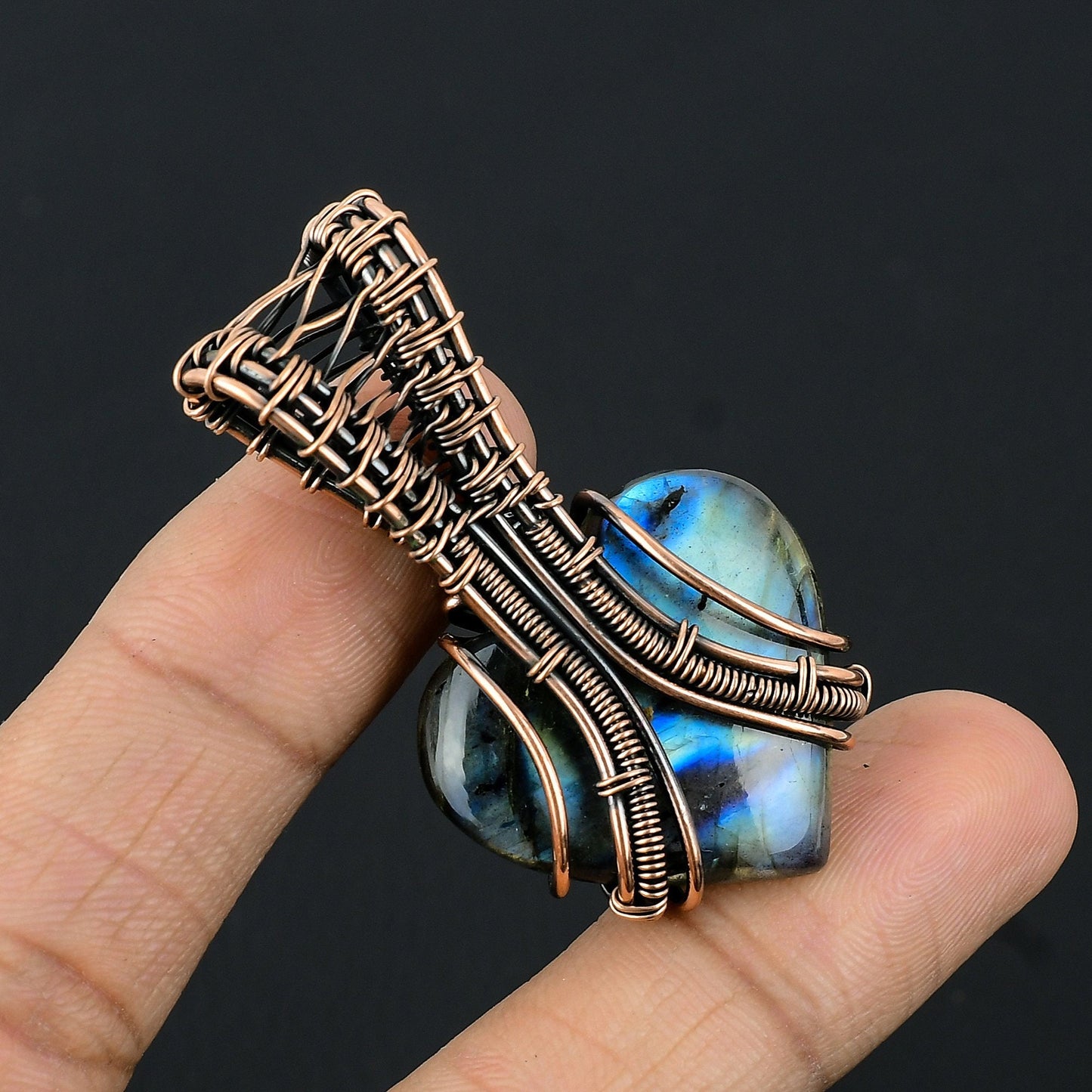 Blue Labradorite Gemstone Heart Pendant