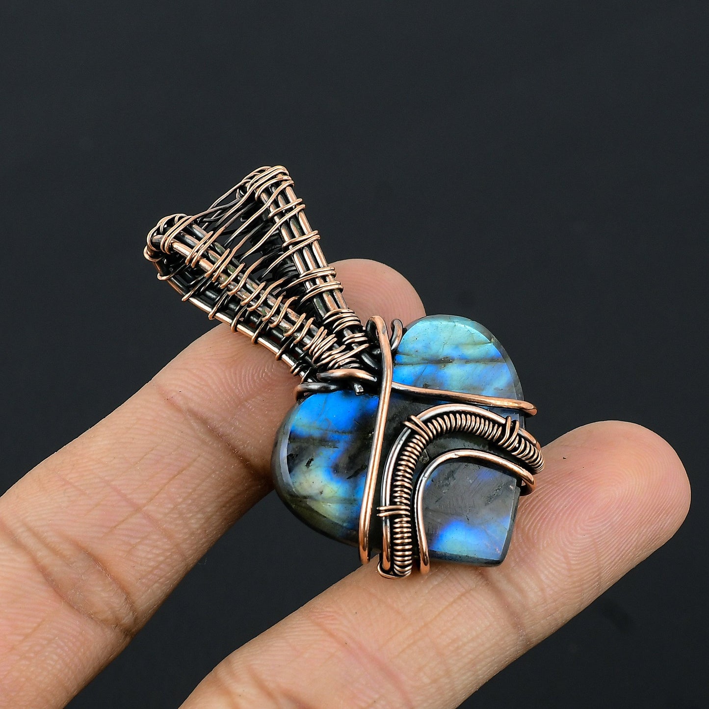 Blue Labradorite Gemstone Heart Pendant