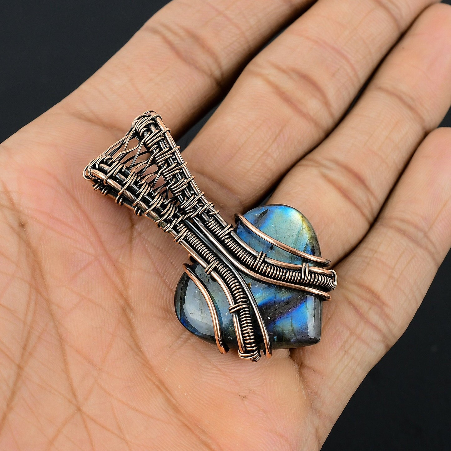 Blue Labradorite Gemstone Heart Pendant