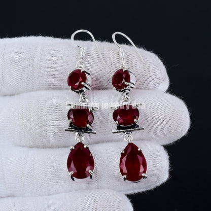 Red Garnet Gemstone Earrings