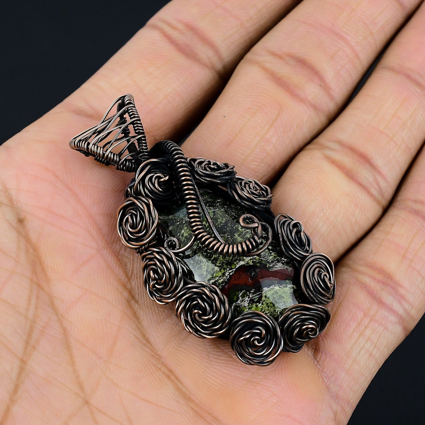 Green Bloodstone Gemstone Pendant