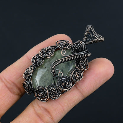 Green Prehnite Gemstone Pendant