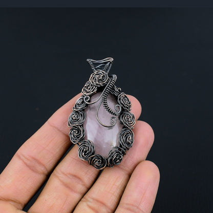 Pink Rose Quartz Gemstone Pendant