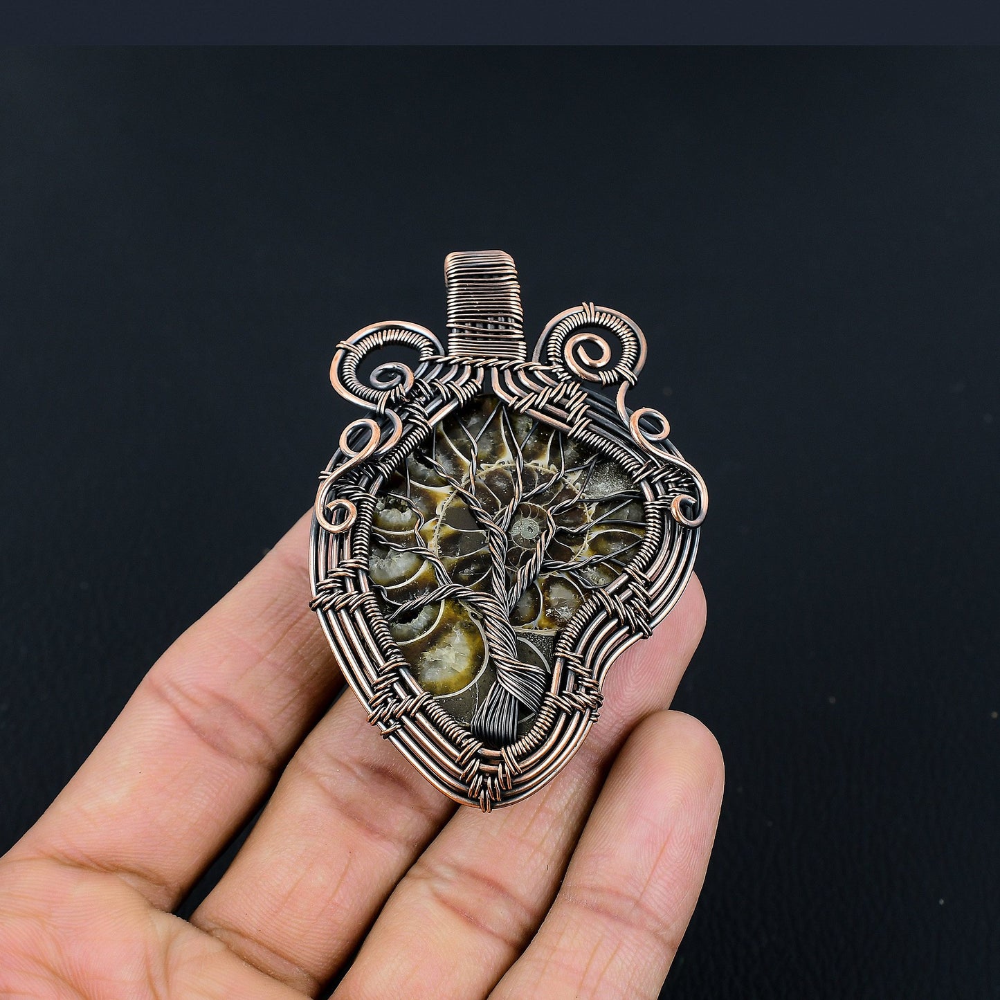 Brown Ammonite Gemstone Pendant