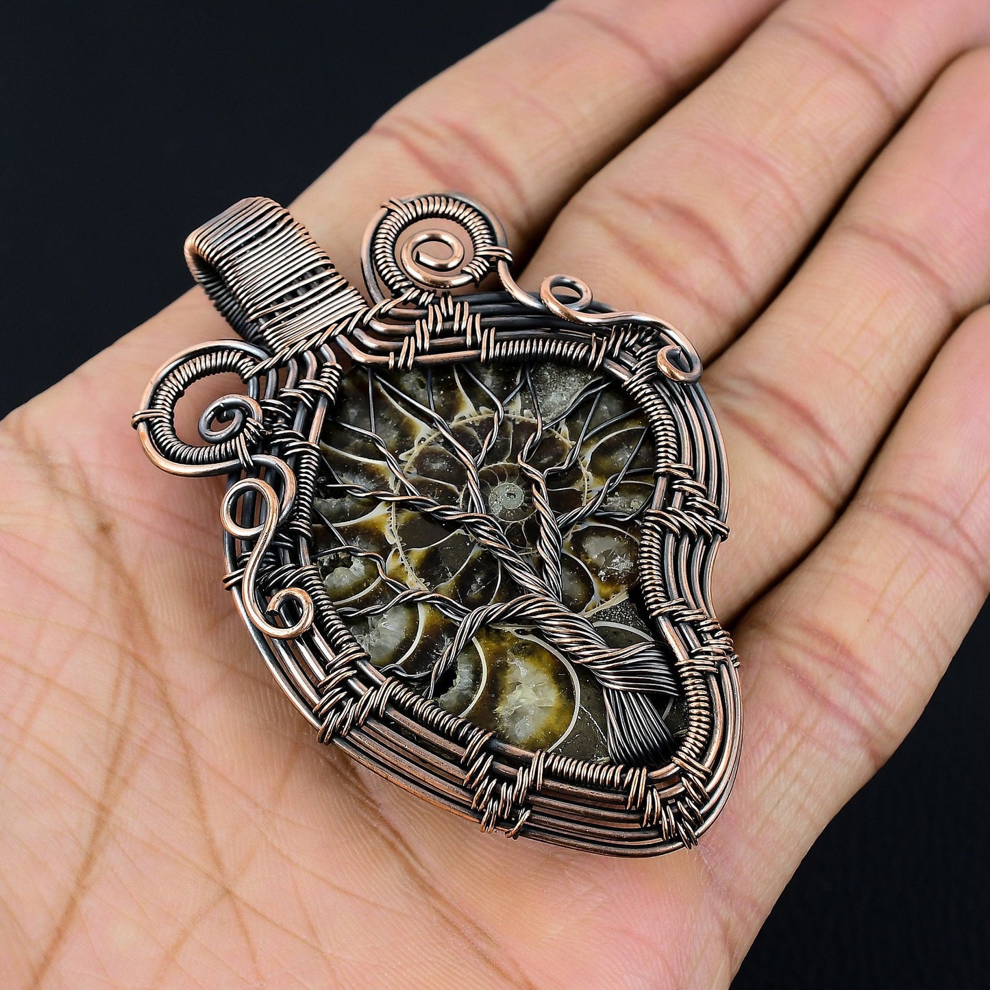 Brown Ammonite Gemstone Pendant