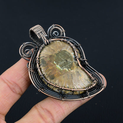 Copper Ammonite Gemstone Pendant