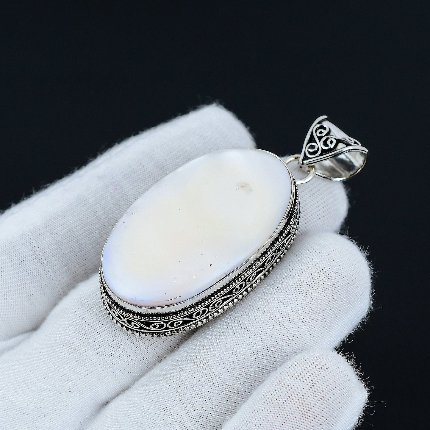 White Mother of Pearl Gemstone Pendant