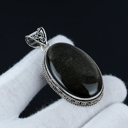 Silver Sheen Obsidian Gemstone Pendant