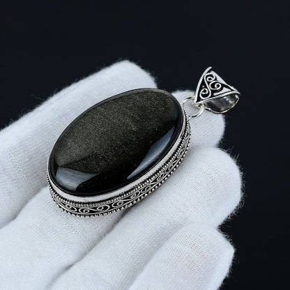 Silver Sheen Obsidian Gemstone Pendant
