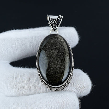 Silver Sheen Obsidian Gemstone Pendant