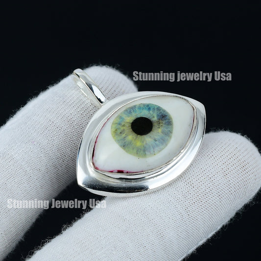 Ice Green Human Eye Gemstone Pendant