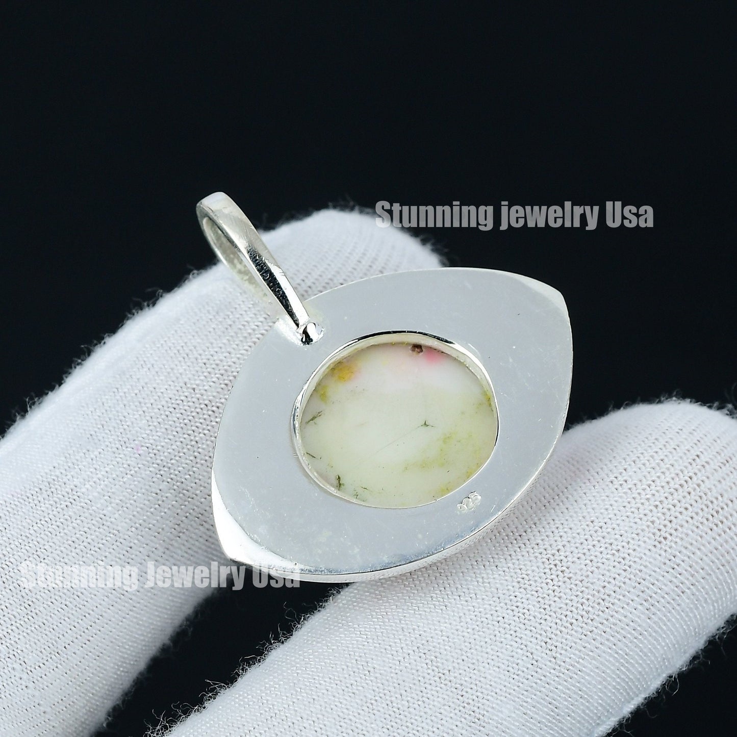 Ice Blue Human Eye Gemstone Pendant