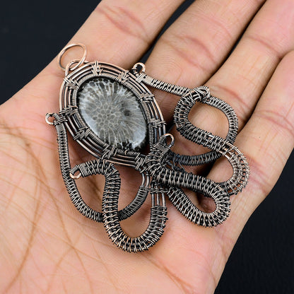 Black Stingray Coral Gemstone Pendant