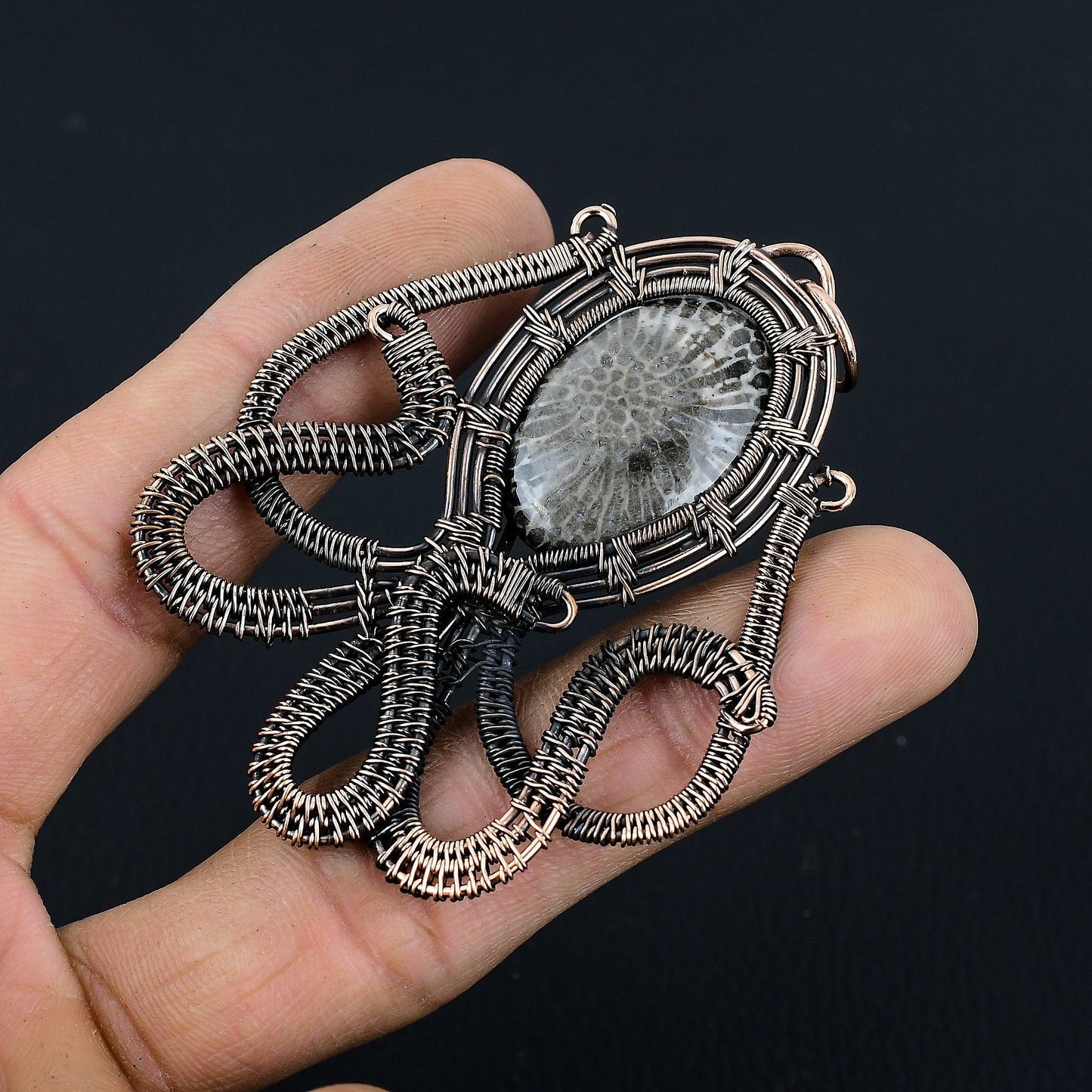 Black Stingray Coral Gemstone Pendant