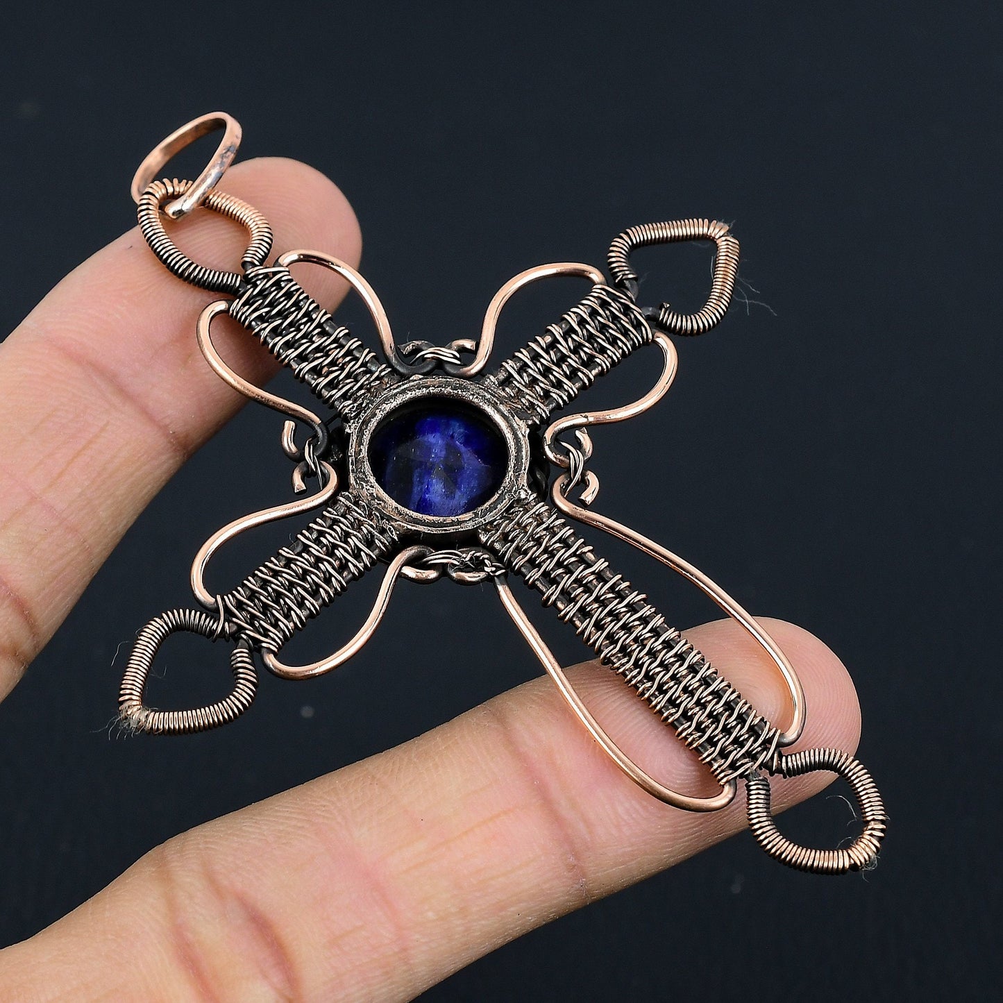Blue Sapphire Gemstone Cross Pendant
