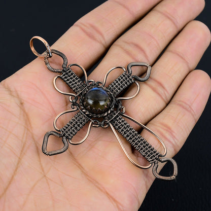 Blue Labradorite Gemstone Cross Pendant
