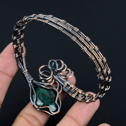 Green Emerald Gemstone Cuff Bracelet